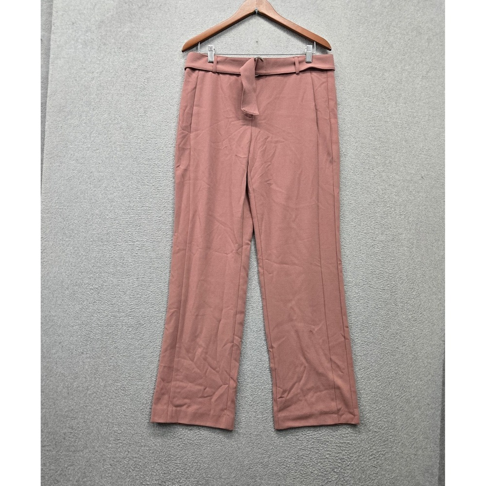 Alfani Women‎ Pants 10 Pink Dress Straight Leg Belted High Rise 30" Inseam NWT